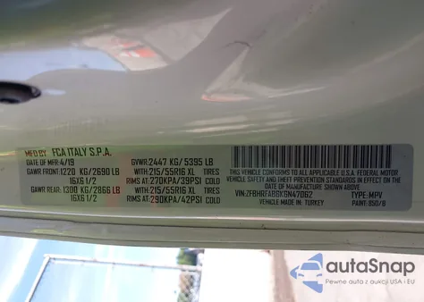 2019 Ram Promaster City Tradesman z USA, uszkodzony, nr VIN ZFBHRFABXK6N05896